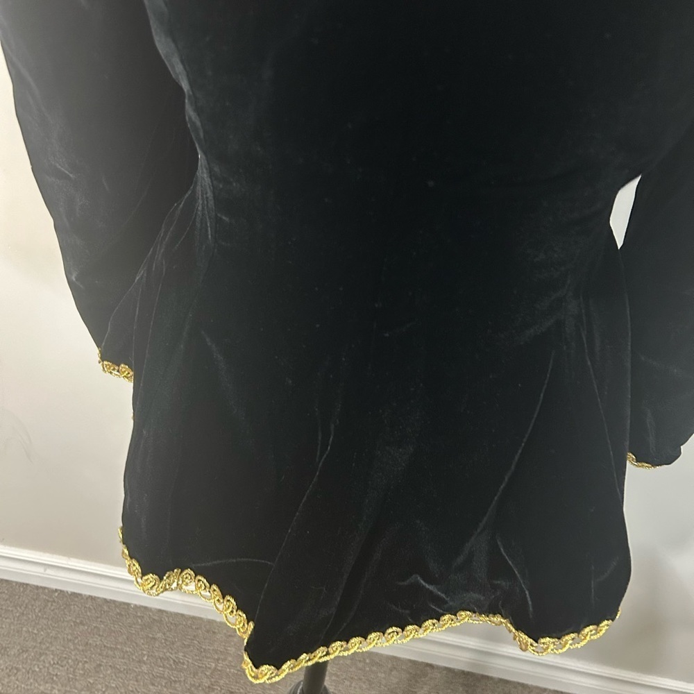 Vintage military inspired black velvet with gold trim accents and buttons - Picture 8 of 15